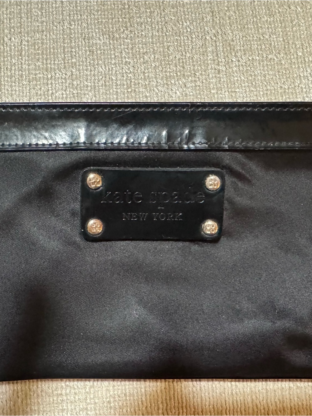 Kate Spade Black Nylon Wristlet Clutch Polka Dot Interior